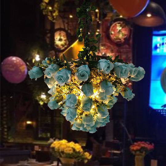 Nordic Rose Pendant Light Personality Creative Coffee Shop Lamp Simulation Plant Cafe Restaurant
