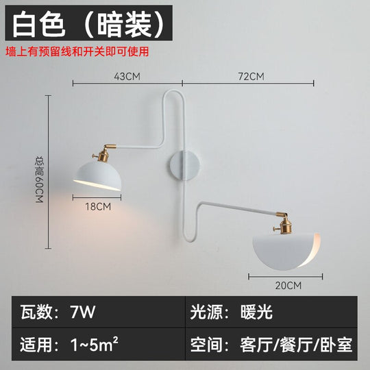 Designer Industrial Long Pole Wall Lamp With Switch Gold/Black Swing Arm Led Sconces Sofa
