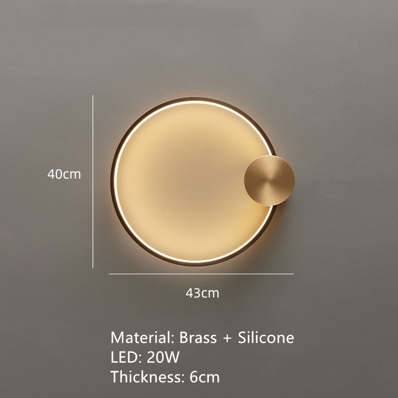 Nordic Art Circle Background Led Wall Lamp Romantic Home Round Ring Decor Livingroom Bedroom Aisle
