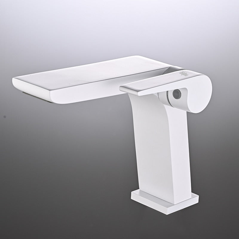 Gun Grey Basin Faucet Brass Bathroom Waterfall Hot And Cold Water Mixer Tap Single Handle Crane
