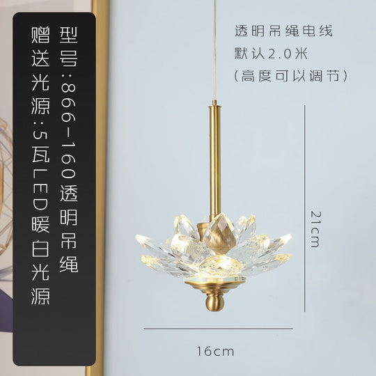 Chinese Zen Art Crystal Lotus Pendant Lights Modern Luxury Led Hanging Lamp Home Decor Loft Salon