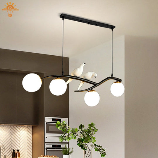 Nordic Modern Bird Pendant Lights White Glass Ball Lighting