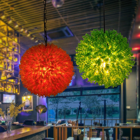 Simulation Green Plant Ball Chandelier Theme Pub Restaurant Net Red With The Same Decoration