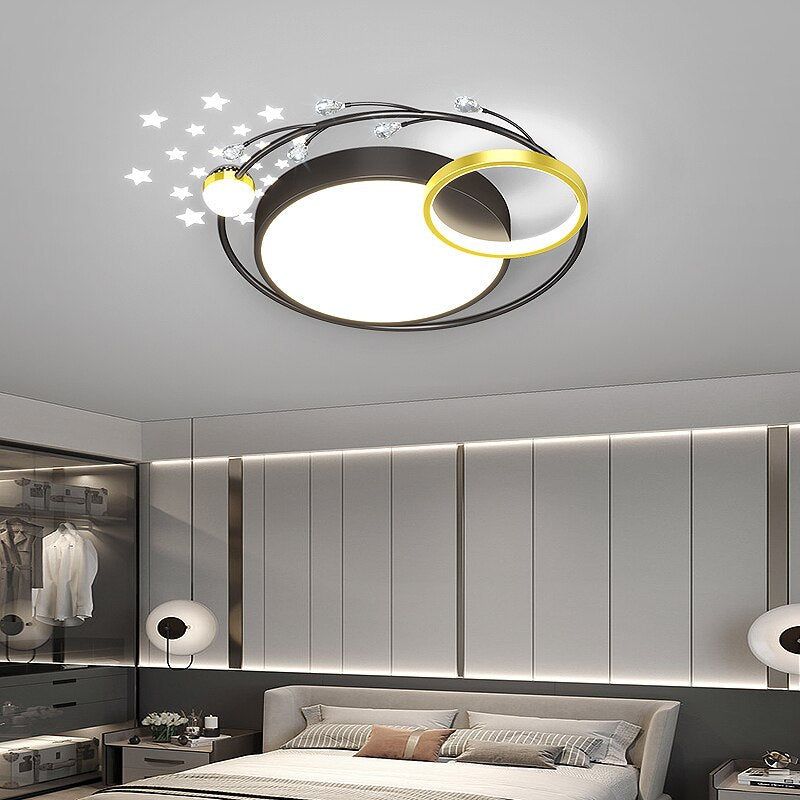 Black/White Modern Chandelier For Living Bedroom Decoration 110 - 220V Starry Sky Led Plafonnier