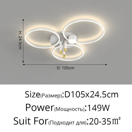 Nordic Round Ring Led Ceiling Chandelier Simple Living Room Bedroom Home Indoor Lighting Decor Iron