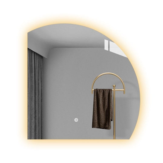 Smart Bathroom Mirror Irregular Makeup Semicircle Wall Hanging Led Lighted Bedroom Espejo Con Luz