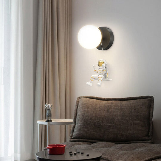 Astronaut Swing Glass Ball Modern Children Wall Lamp Bedroom Bedside Living Room Kitchen Bathroom