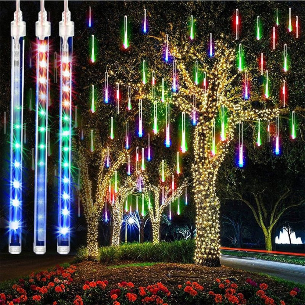 30/50Cm 8 Tubes Meteor Shower Rain Led Fairy String Lights Solar Waterproof Lamp Garden Decor