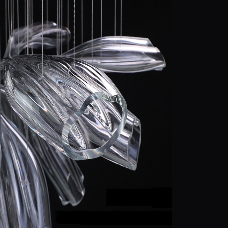 Modern Big Glass Chandelier For Living Room Led Home Decor Indoor Lighting Luxury Silver Hanging
