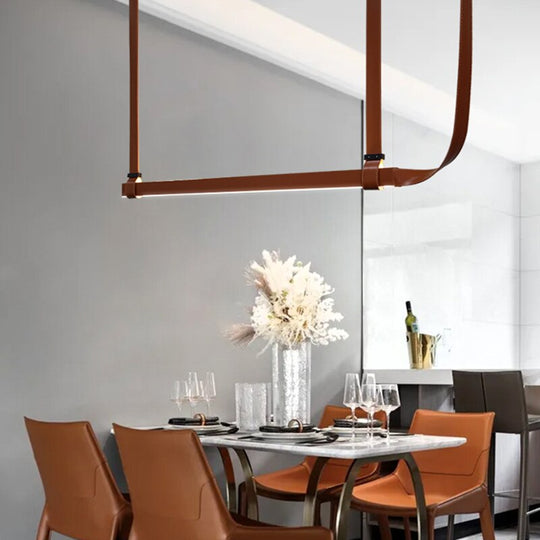 Novelty Belt Led Chandeliers Dining Room Bar Kitchen Hanging Light Fixtures Indoor Art Deco