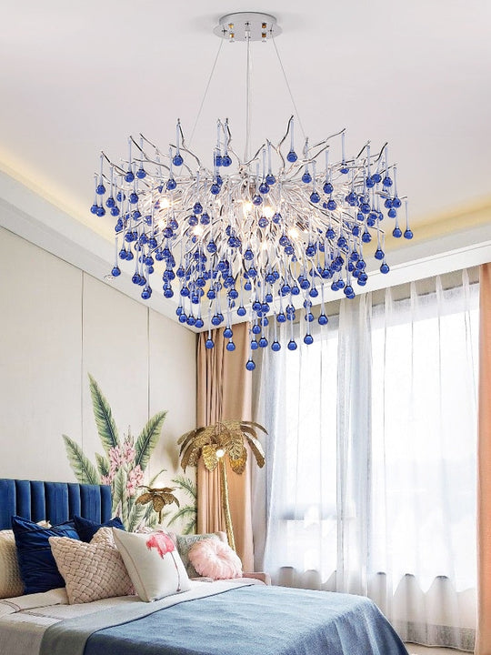 Creative Tree Branch Chandelier For Bedroom Girl Room Decoration Hanging Lamp Lovely Cute Pink Blue