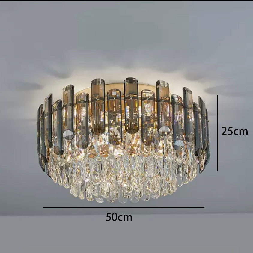 Modern Crystal Led Luxury Ceiling Lights - Round Lamps For Indoor Home Lighting &amp; Living Room Decor