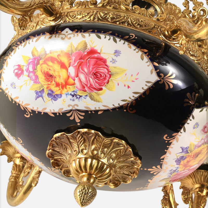 French Classical Style Full Copper Chandelier Hotel Villa Hall Luxury Exquisite Black Classic