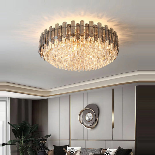 Modern Crystal Led Luxury Ceiling Lights - Round Lamps For Indoor Home Lighting &amp; Living Room Decor