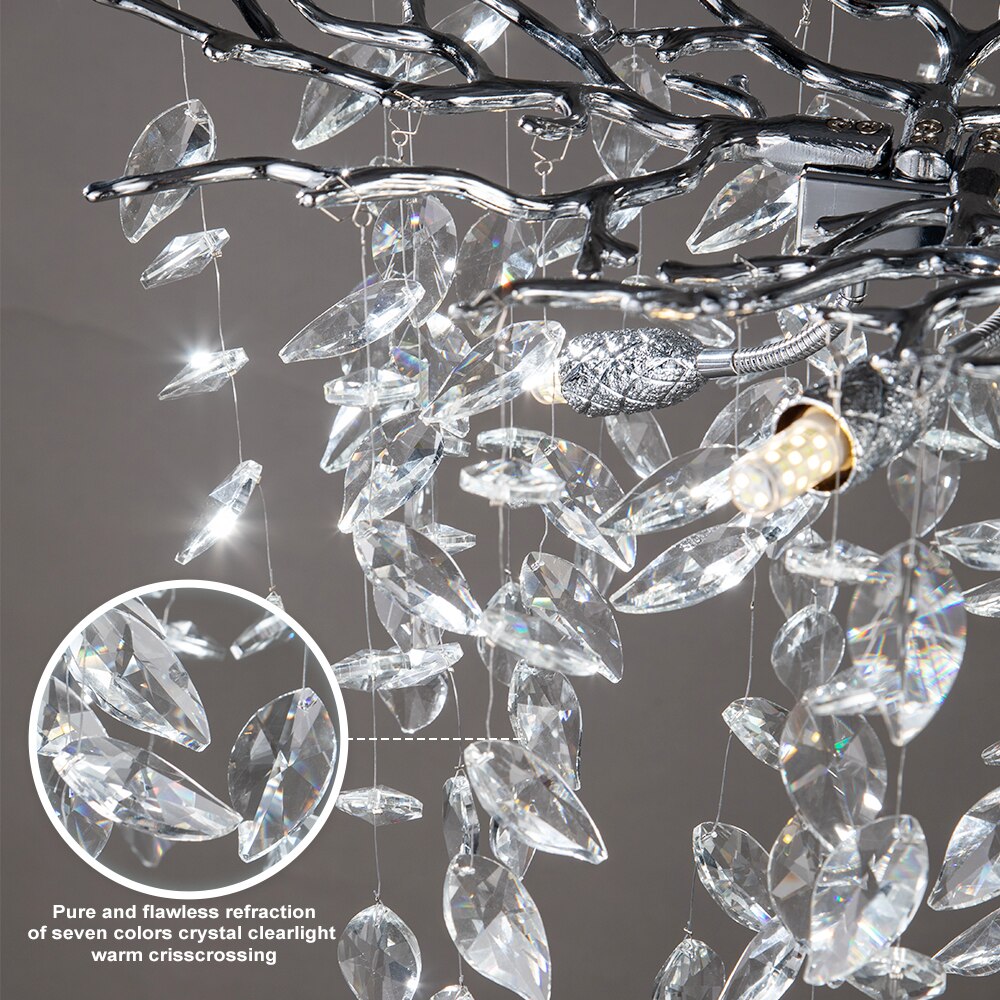 Layla - Elegant Crystal Pendant Light For Living Dining &amp; Bedrooms In Chrome Gold Chandelier