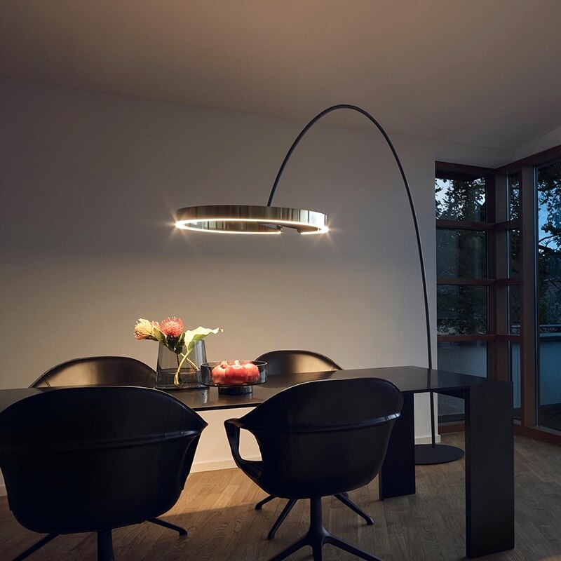 Led Floor Lamp Ring Shape Modern Creative Living Room Fishing Bedroom Bedside Lobby Vertical Lamps