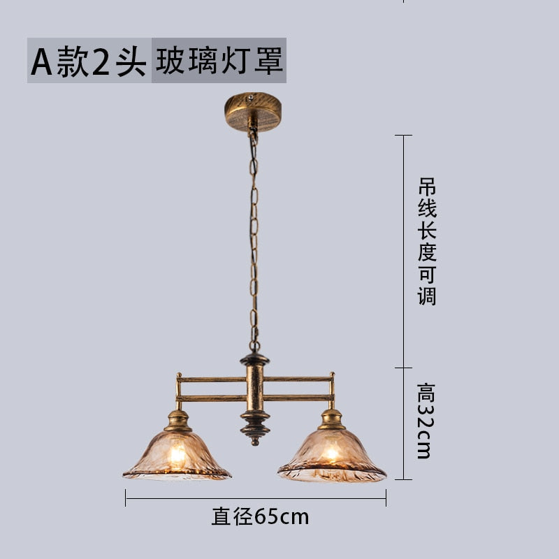 American Retro Vintage Iron Art Glass Chandelier Lighting Led E27 Home Decor Loft Bar Restaurant