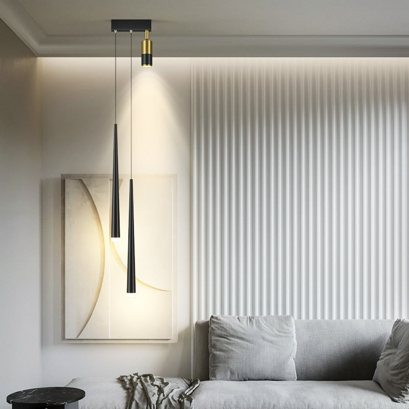 Bedside Chandelier Background Wall Home Decoration Bedroom Golden Pendant Light With Spotlight Lamp
