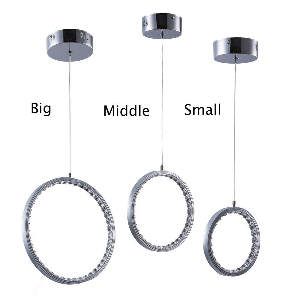 Nordic Circular Ring Crystal Pendant Light Modern Hanging Lamp Stairway Corridor Lustre Chandelier