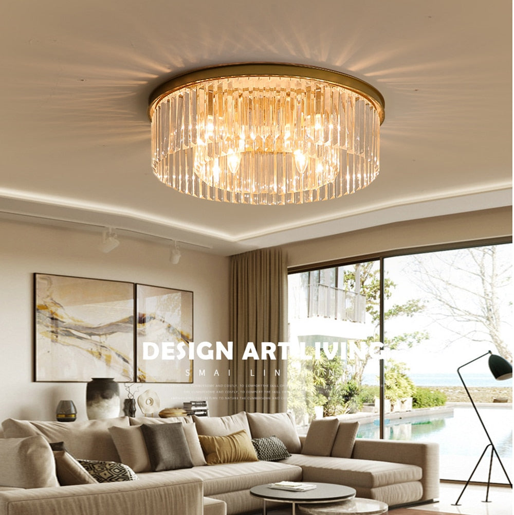 Remote - Controlled Led Crystal Ceiling Chandelier - Modern Home Decor Lighting For Living Room &amp;