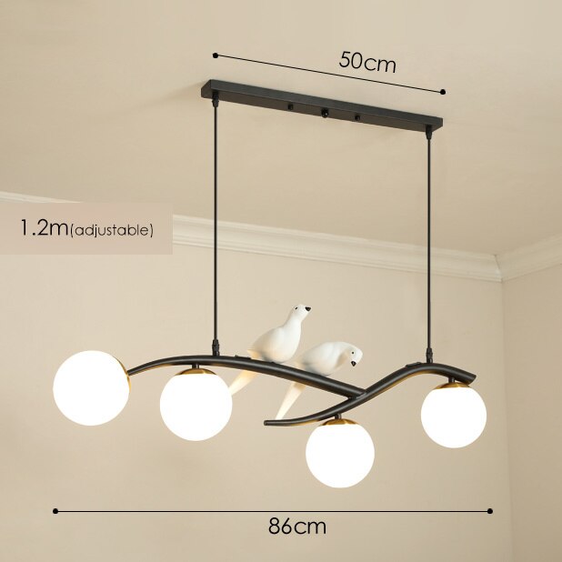Nordic Modern Bird Pendant Lights White Glass Ball A Type - Black / Cold White Lighting