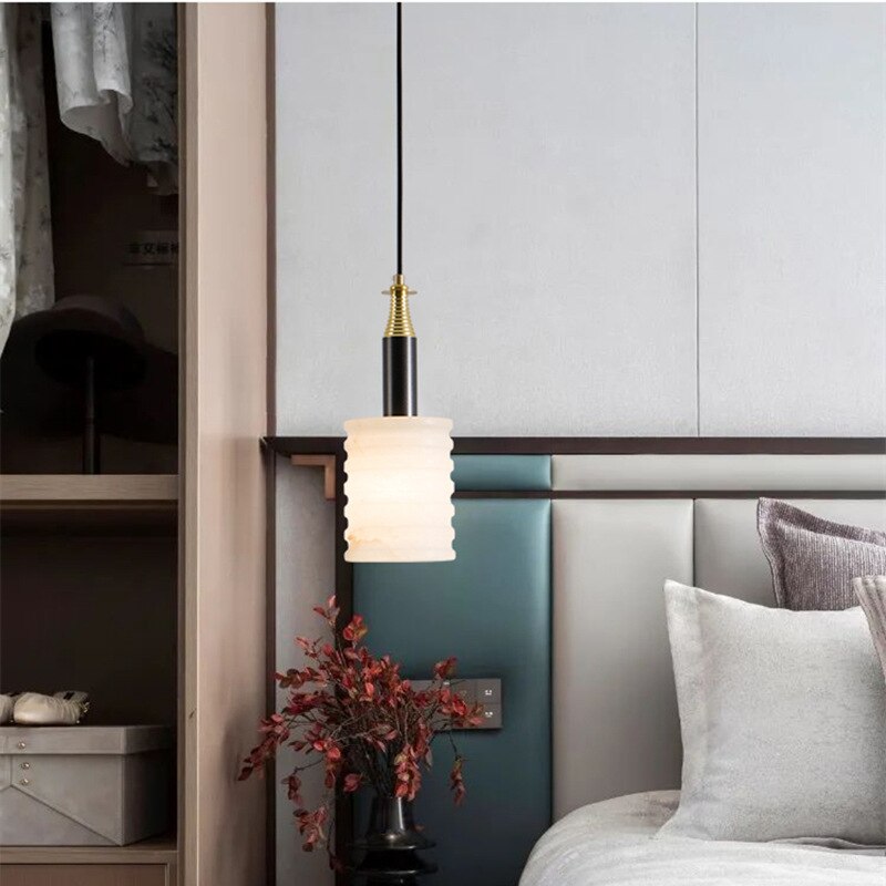 Sleek Marble Pendant Lamp With Copper Accents - A Nordic Designer Fixture For Restaurants Bars