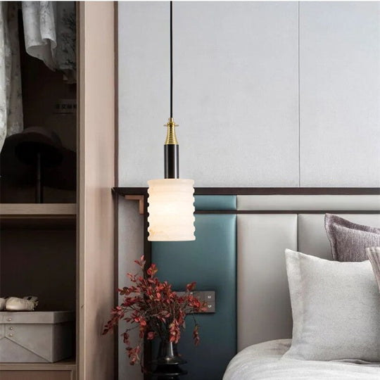 Sleek Marble Pendant Lamp With Copper Accents - A Nordic Designer Fixture For Restaurants Bars