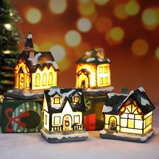 Christmas New Decorations Resin Small House Micro Landscape Ornaments Gifts Christmas Decor