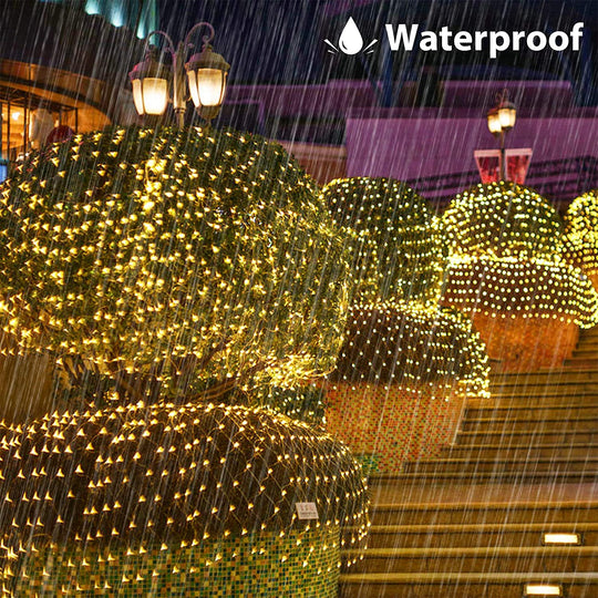 8 Modes Solar Power Led Net Curtain Light Mesh Fairy String Light Christmas New Year Decoration