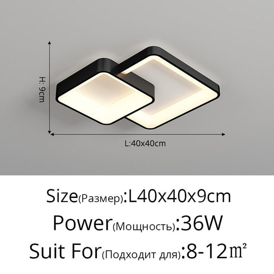 Minimalist Square Living Room Chandeliers Simple Modern Home Lamp Atmosphere Bedroom Ledlamp