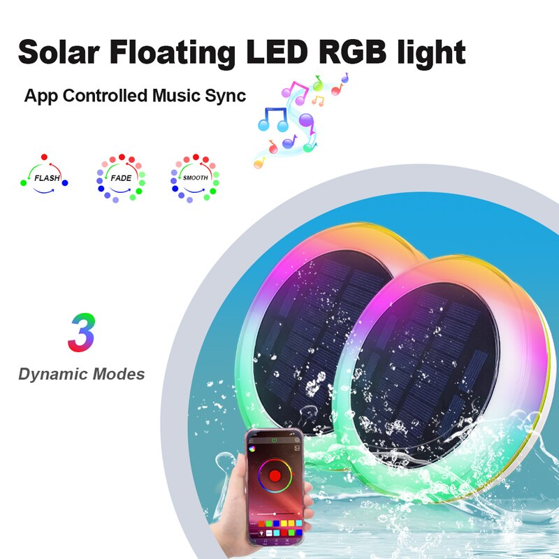 Rgbw Color App Remote Solar Floating Light Led Swimming Pool Outdoor Lights Waterproof Ip68 Changing