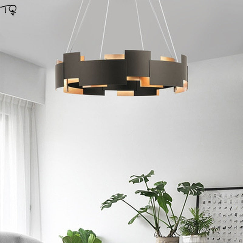 Post - Modern Industrial Pendant Lights Gold Black Iron Art Metal Suspension Luminaire Living Room