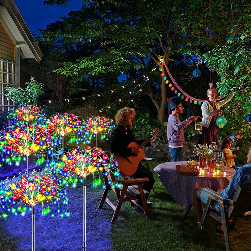 Outdoor Solar Garden Lawn Firework Lights Waterproof Landscape Decor Lamp For Pathway Backyard