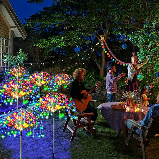 Outdoor Solar Garden Lawn Firework Lights Waterproof Landscape Decor Lamp For Pathway Backyard