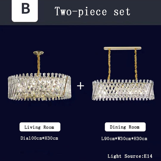 Nordic Luxury Gold Crystal Led Ceiling Lamp - Dimmable Chandelier For Home Decor &amp; Dining Room Set