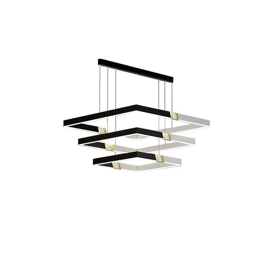 Simple Modern Led Pendant Lights Whole House Multi - Layer Aluminum Acrylic Circle Lamp Square Ring