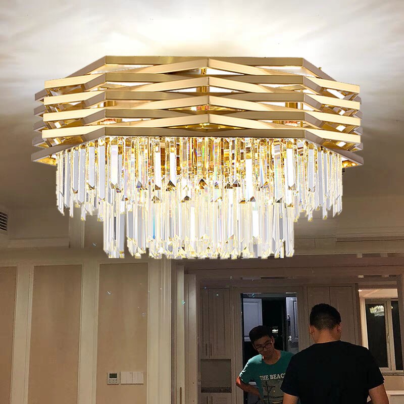 Modern Crystal Chandeliers / Gold Luxury Ceiling Chandelier Fixture For Living Room Hotel Hall