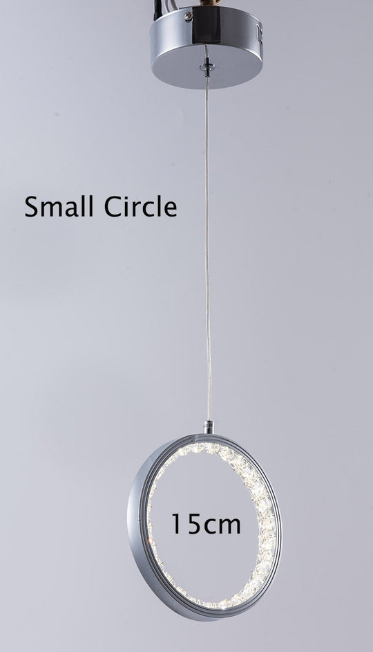 Nordic Circular Ring Crystal Pendant Light Modern Hanging Lamp Stairway Corridor Lustre Chandelier