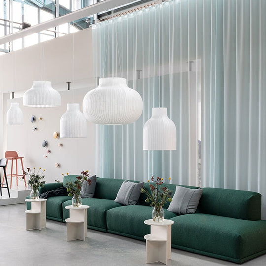 Nordic Led Pendant Chandelier: Modern Silk Fabric Hanging Lamp For Living Room Dining Bar And