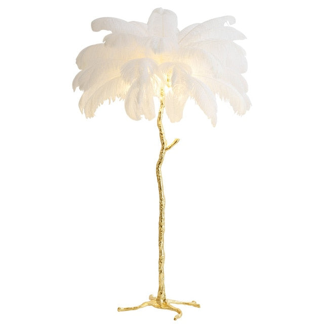 Nordic Home Decor Floor Lamps For Living Room Standing Modern Luxury Ostrich Feather Led Lamp Gold