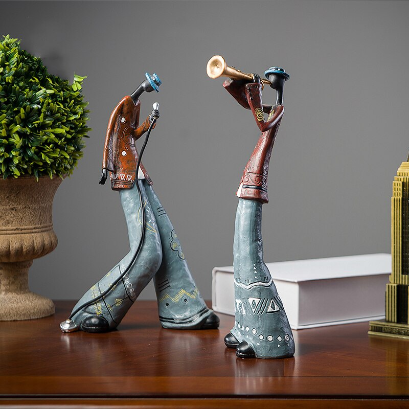 Rock Band Art Statue: Resin Character Model For Creative Home Decor And Craft Supplies Items