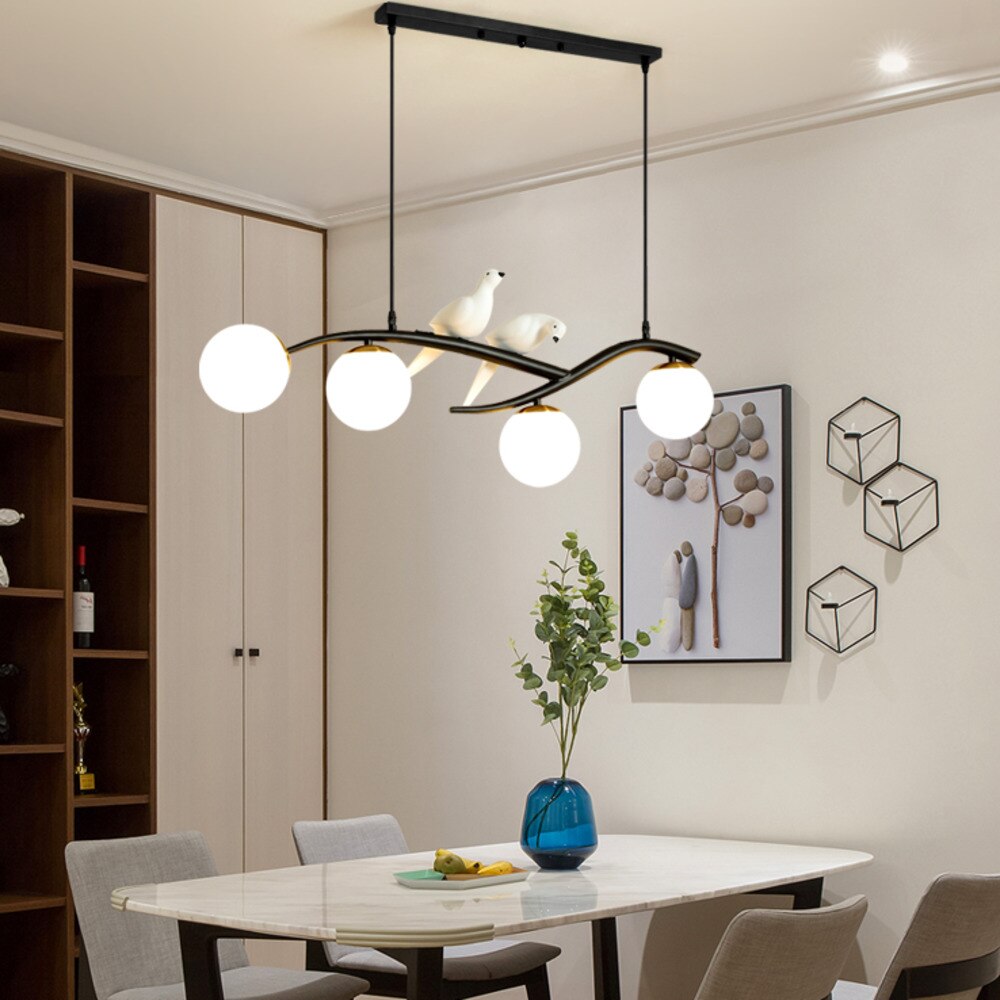 Nordic Modern Bird Pendant Lights White Glass Ball Lighting