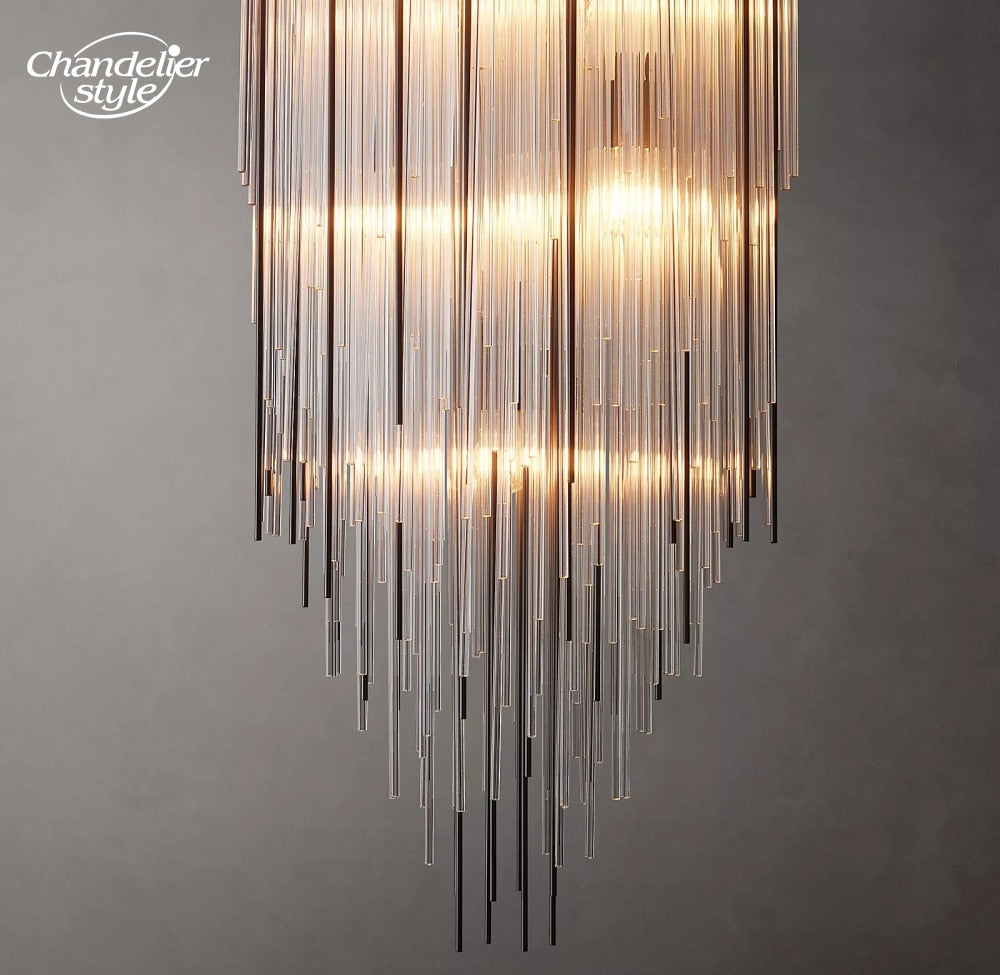 Cascada Square Chandeliers Modern Vintage Led Tassel Glass Brass Chrome Black Pendant Lights Living