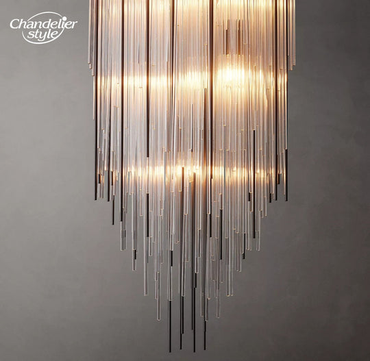 Cascada Square Chandeliers Modern Vintage Led Tassel Glass Brass Chrome Black Pendant Lights Living