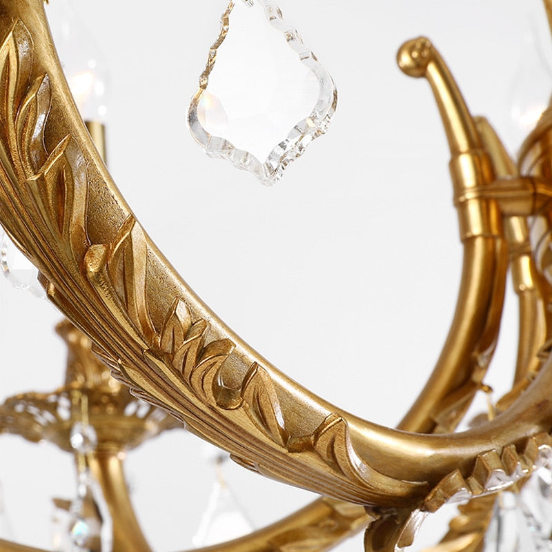 European Style Brass Chandelier High Standard In Quality Lamps With Crystals Hanging Pendant Light