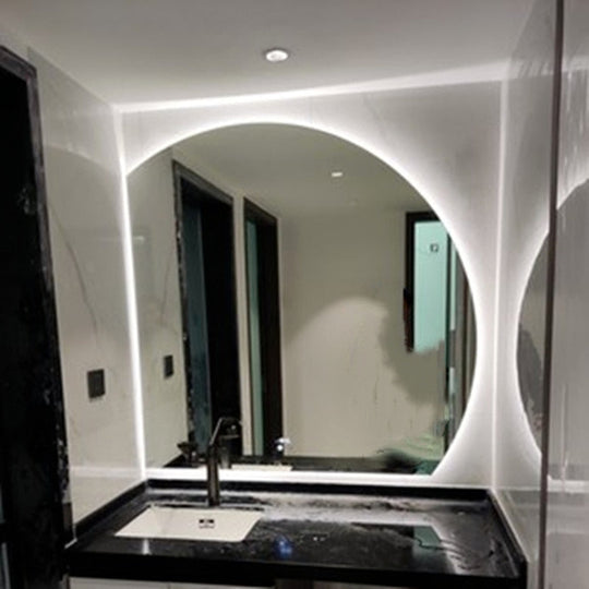 Smart Bathroom Mirror Irregular Makeup Semicircle Wall Hanging Led Lighted Bedroom Espejo Con Luz