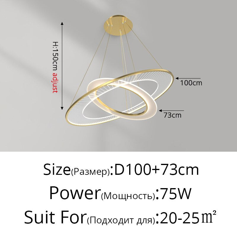 Nordic Living Room Led Gold/Black Pendant Lights Modern Minimalist Duplex Villa Staircase Hall