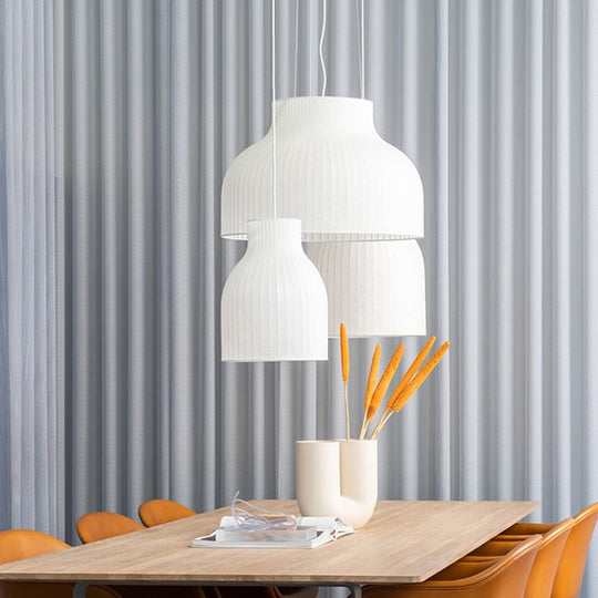 Nordic Led Pendant Chandelier: Modern Silk Fabric Hanging Lamp For Living Room Dining Bar And