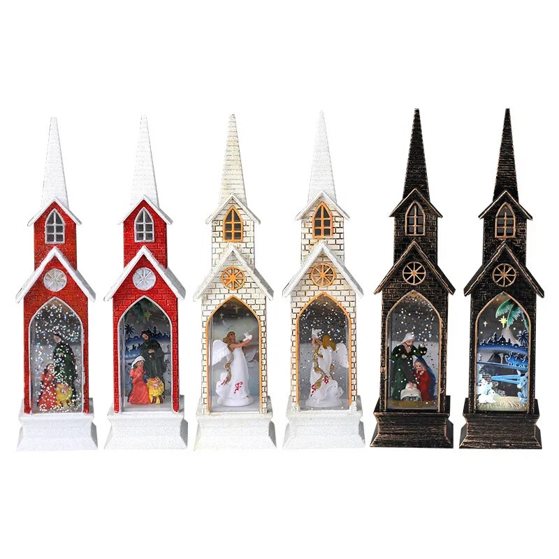 Christmas Decoration Led Electronics Wind Lantern Small Church Ornament Catholic Angel Jesus Holy