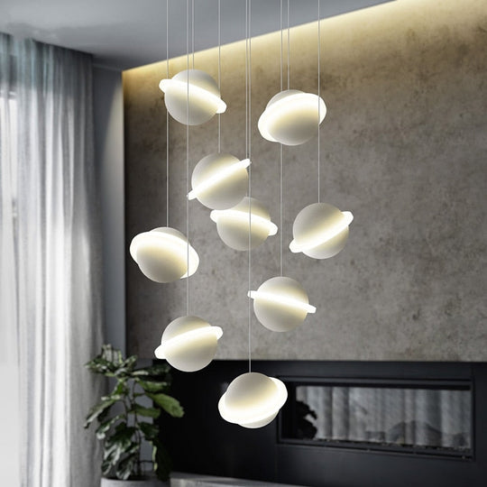 Nordic Design Minimalist Jupiter Ring Pendant Lights For Living Room Decoration Adjustable Led